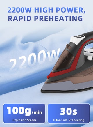 Adjustable steam spray iron with non-stick soleplate and spray function 450 ml 2200W Black - view 2